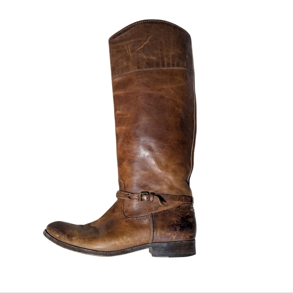Frye Melissa Seam Riding Boots Women's Size 9.5 B Cognac Leather 3475445 Preppy